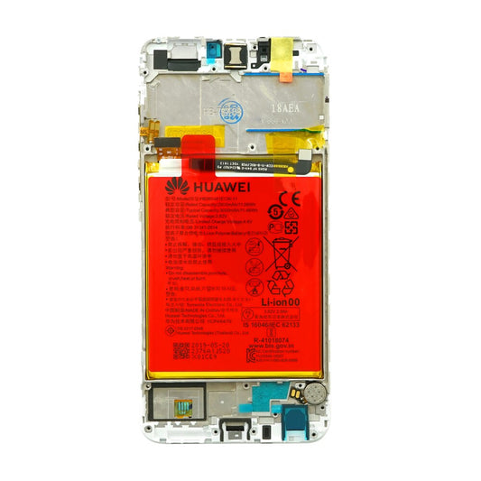 Huawei Displayeinheit + Rahmen + Akku P Smart weiß 02351SVE
