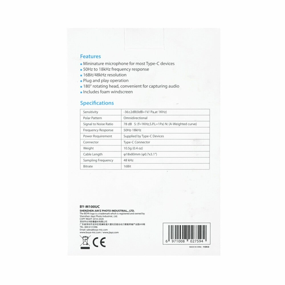 Boya Kabellose Bluetooth Miniatur-Kondensator-Typ-C Mit Mikrofon BY-100UC