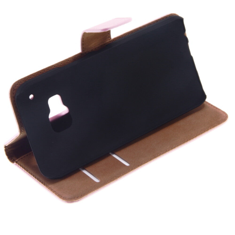 Leder Book Case Handyhülle für HTC M9 Rosa 4250710561469