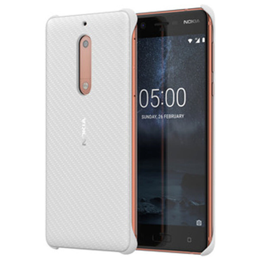 Original Carbon Handyhülle für Nokia 5 Pearl White 1A21M1D00VA