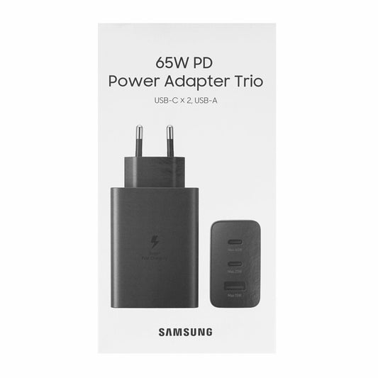 Original Samsung 65W Schnellladegerät für USB-C + USB-A Schwarz EP-T6530NBEGEU
