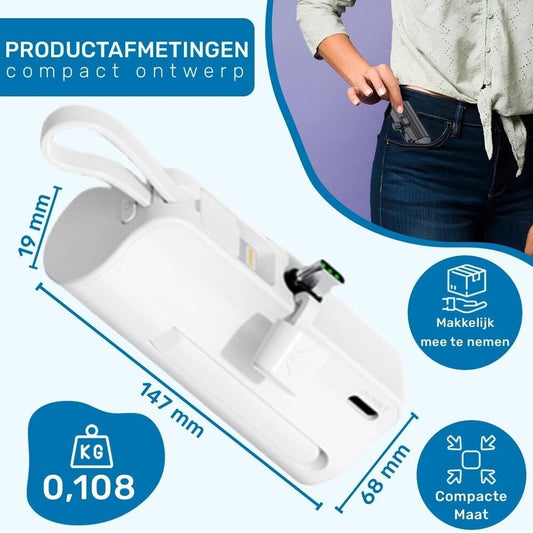 UFUZON Mini Powerbank 5k mah-Weiß