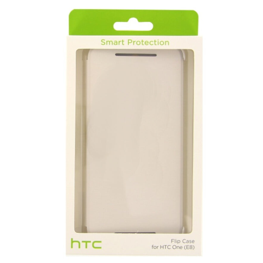 Original Flip Cover Handyhülle für HTC One E8 Weiß Schutz HCV980