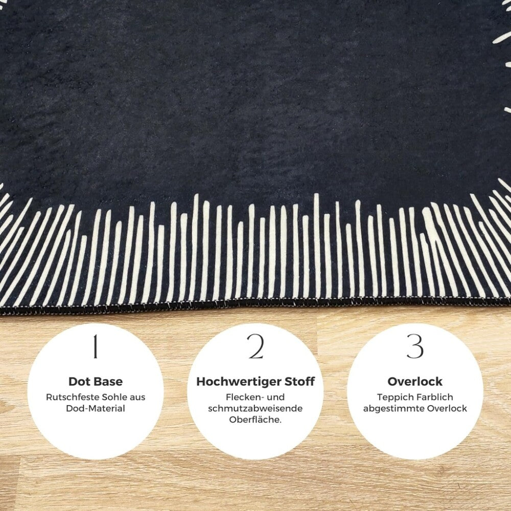 Miqna 2-tlg. rutschfestes Badteppich Set , waschbar (60x100 & 50x60 cm)