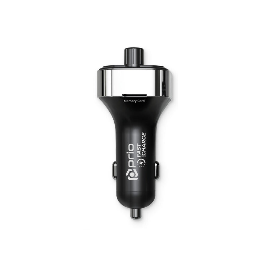 prio Fast Charge Autoladegerät 50W (USB-C + USB-A) & Sender (BT/FM) Schwarz