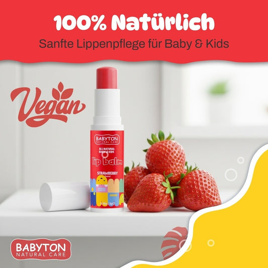 Babyton Lippenbalsam für Babys und Kinder, Erdbeergeschmack, 5 g