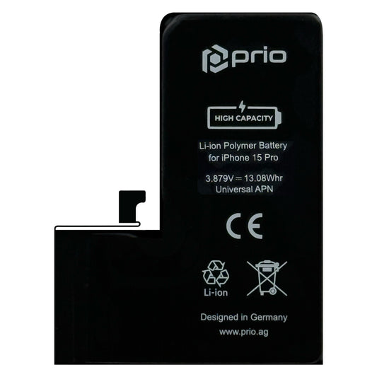 Prio Hochleistungsakku für iPhone 15 Pro (3370 mAh) - Universeller APN -