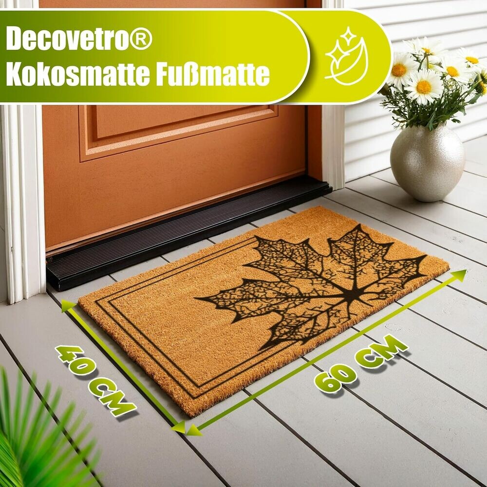 Decovetro Paspas Yaprak Desenli Kapı Önü Paspası 40 x 60 cm
