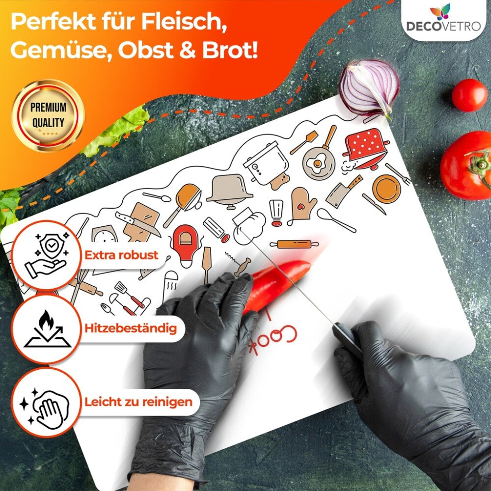 Decovetro Schneidebrett Glas |40x30cm | Glasschneidebrett | Leicht zu reinigen