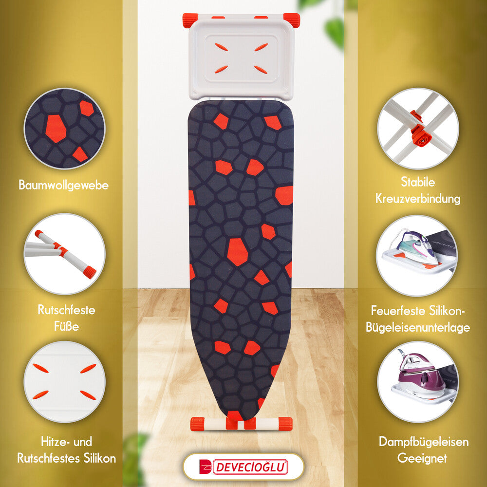 Bügelbrett, Bügeleisen Ablage, Bügelbrettbezug 36X114cm, Höhe 50-80cm, Schwarz