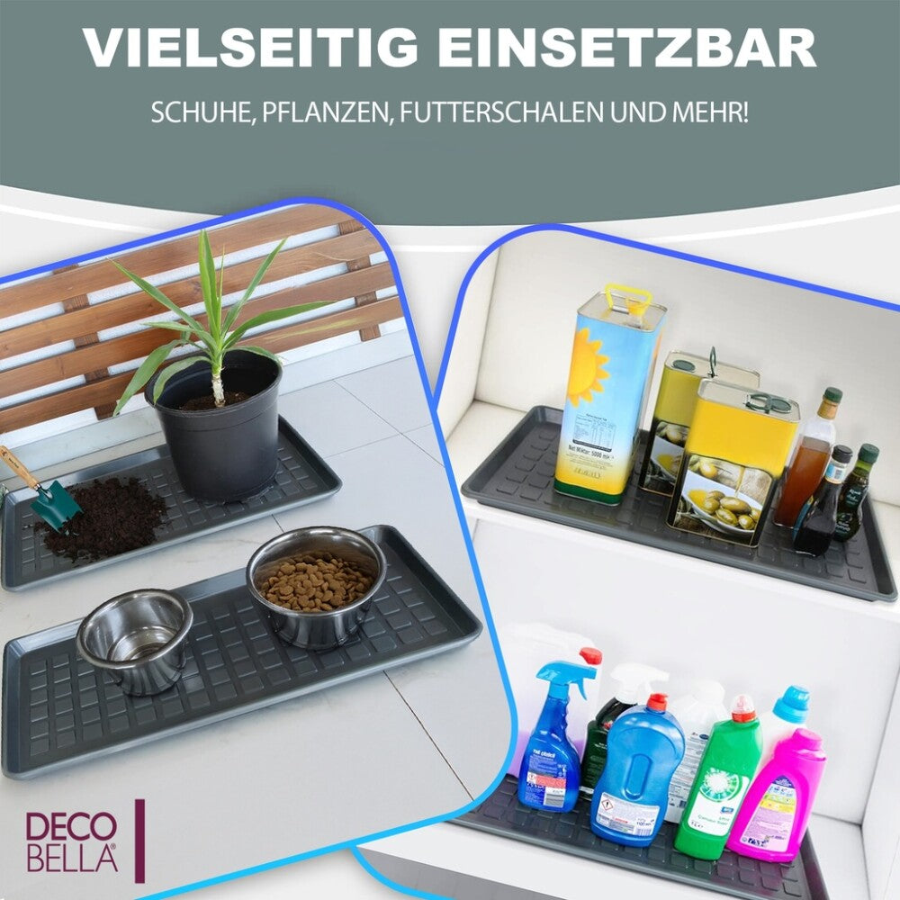 DECOBELLA 3 Stück Schuhabtropfschale | Schuhtablett Grau | 70x35x3 cm Schuhwanne