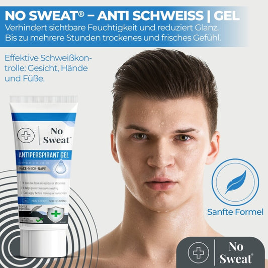 No Sweat Antitranspirant Gel 50 ml – Stark gegen Schwitzen im Gesicht, Hals, Nacken x2
