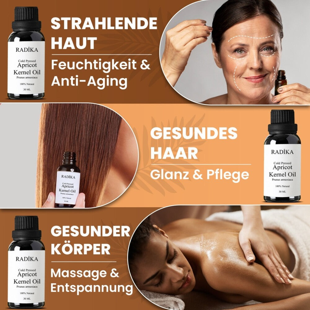 Aprikosenkernöl, Kaltgepresst, 100% Rein, BIO, natürlich, 30 ml