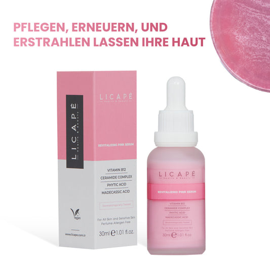 Licape | Feuchtigkeitsspendendes Serum 30 ml | B12 Rosa Serum | Anti-Aging