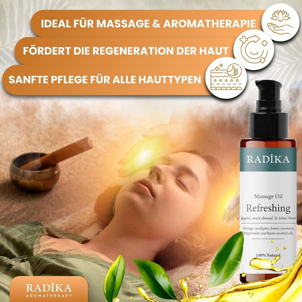 Massageöl, Erfrischendes Massage-Öl, 100% Rein, BIO, natürlich, 100 ml
