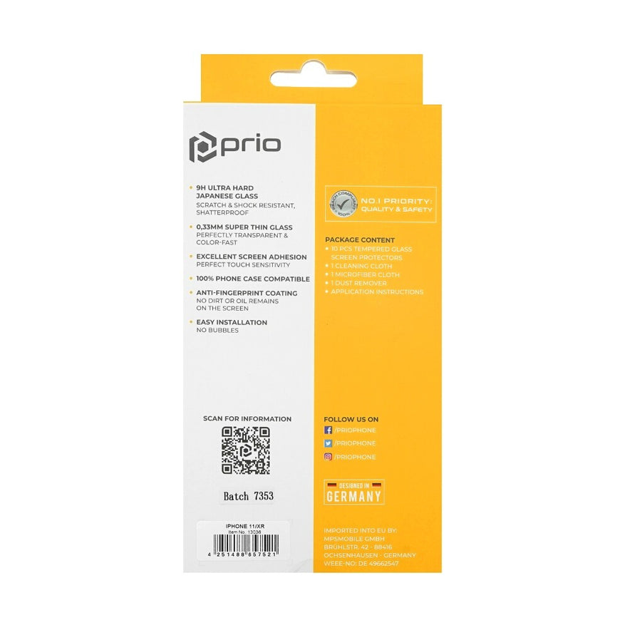 prio 10x 3D Displayschutzglas für iPhone 11/XR schwarz