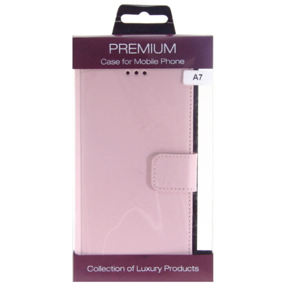 Book Case Handyhülle für Galaxy A7 Pink Leder 4250710560882
