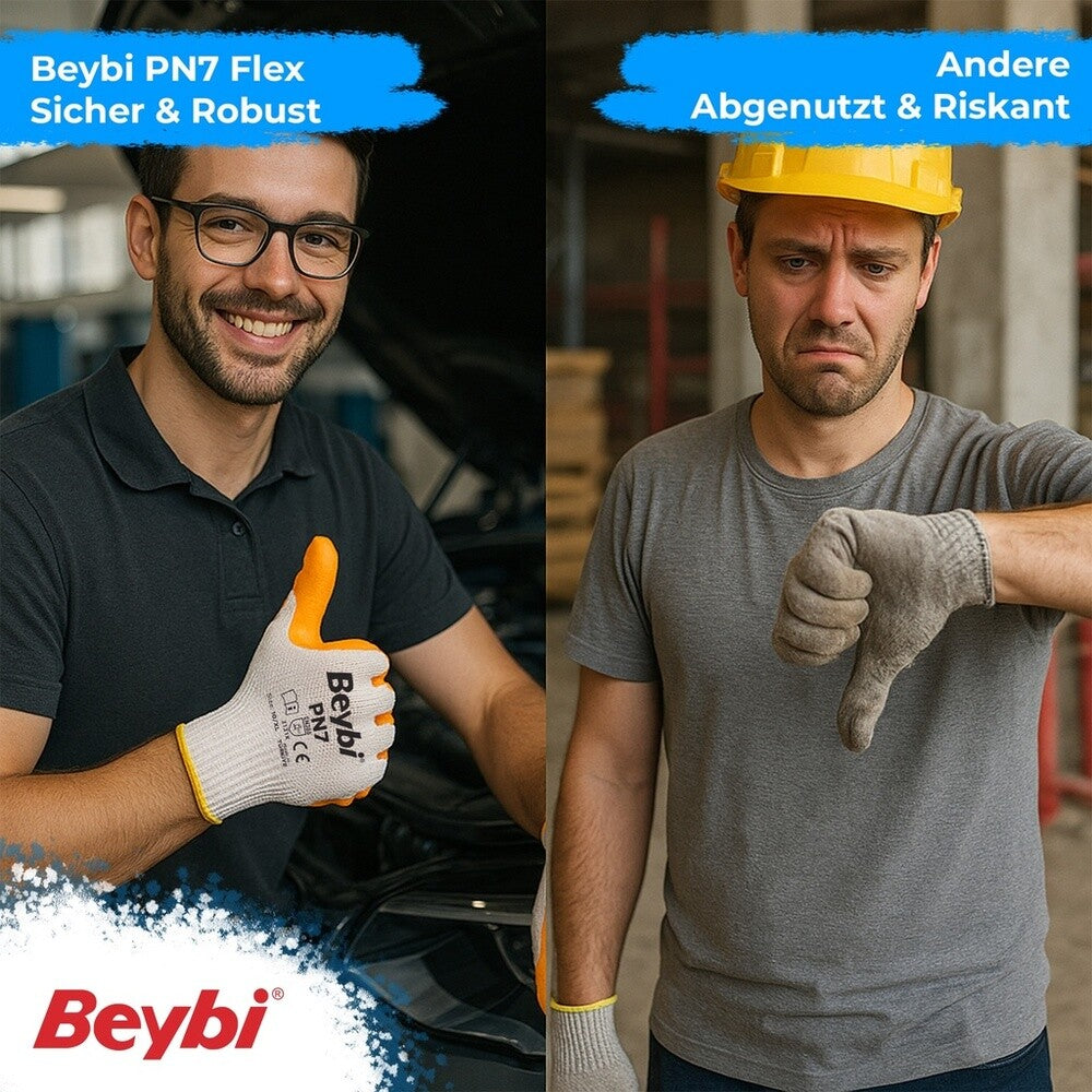 12 Paar Arbeitshandschuhe, Polyester, Gelb und Weiß