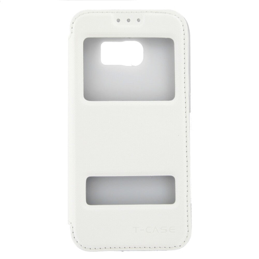 Flip Cover Handyhülle für Samsung S6 Edge Weiß Magnetisch