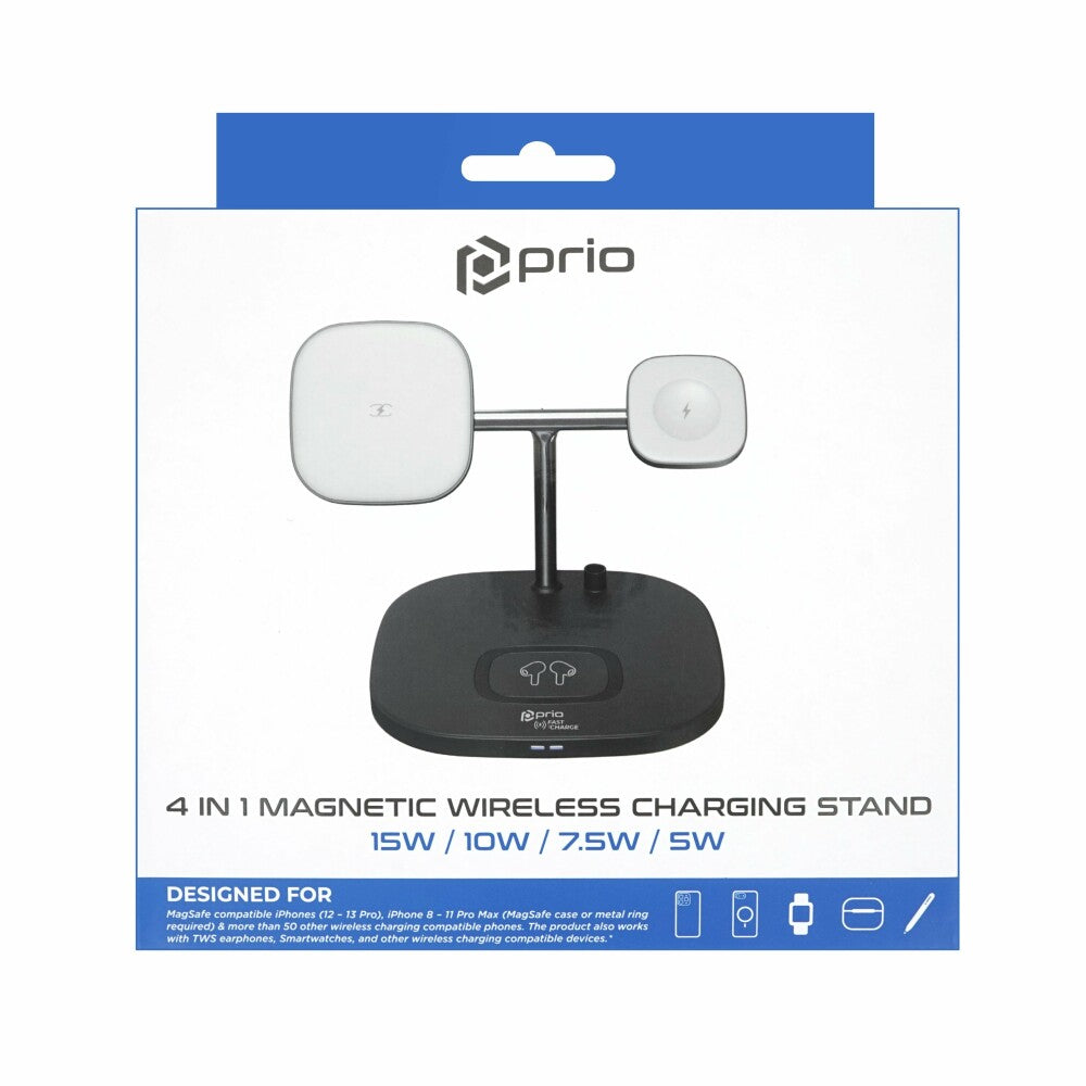 prio 4 in 1 magnetischer kabelloser Ladeständer (15 W)