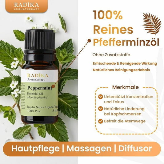 Pfefferminzöl, ätherisches Öl, 100% Rein, BIO, natürlich, 10 ml