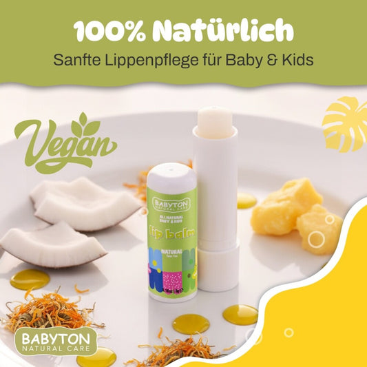 Babyton Lippenbalsam für Babys und Kinder, natürlich geschmacksneutral, 5 g