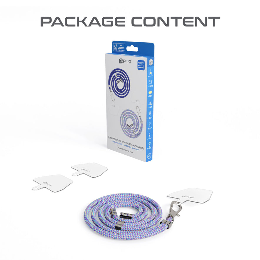 prio Universelles Handy-Umhängeband 0,7 m lila+blau+gelb