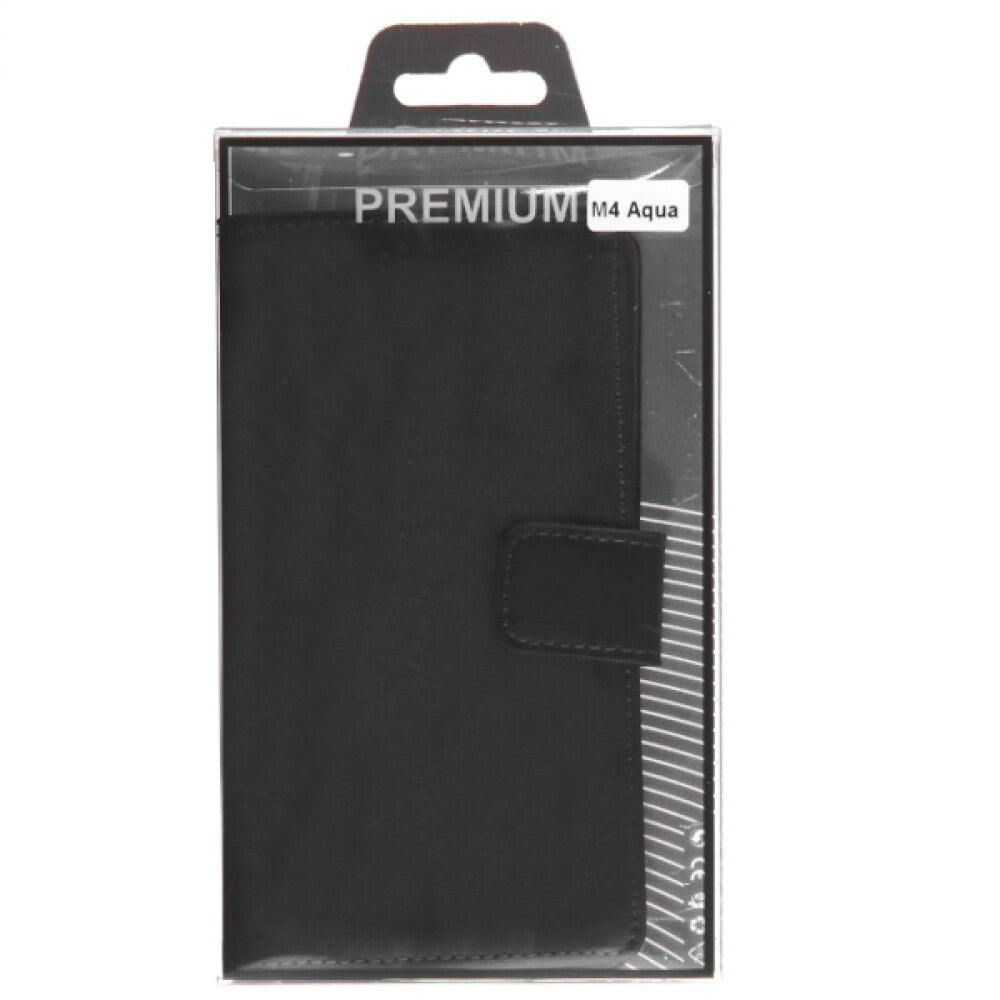 Handyhülle Klapptasche für Sony Xperia M4 Aqua Schwarz Schutz Tasche