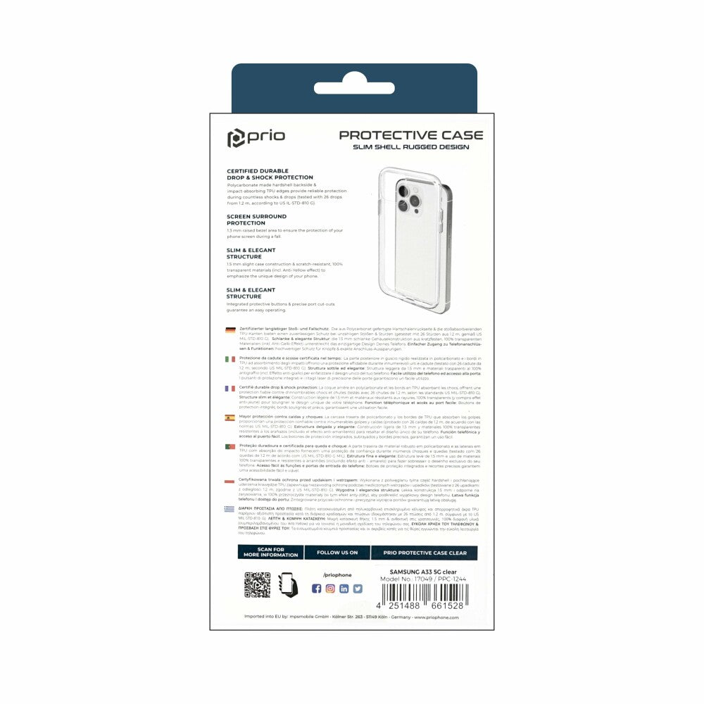 prio Schutzhülle (Case, Cover, Handytasche) für Samsung A33 5G klar