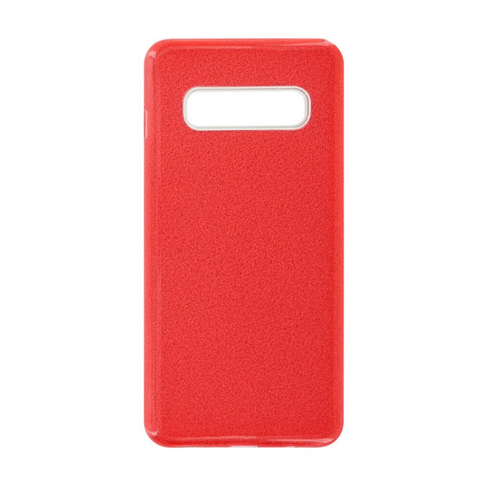Silikon Handyhülle für Samsung Galaxy S10 Rot Glitzer cnt1303