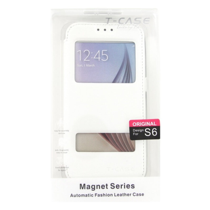 Lux Magnet Flip Handyhülle für Samsung Galaxy S6 weiß