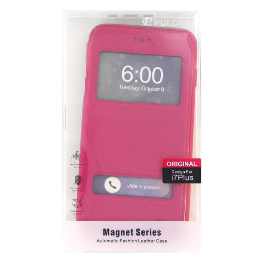 Flip Hülle für iPhone 7 Plus Pink Handy Tasche Schutz