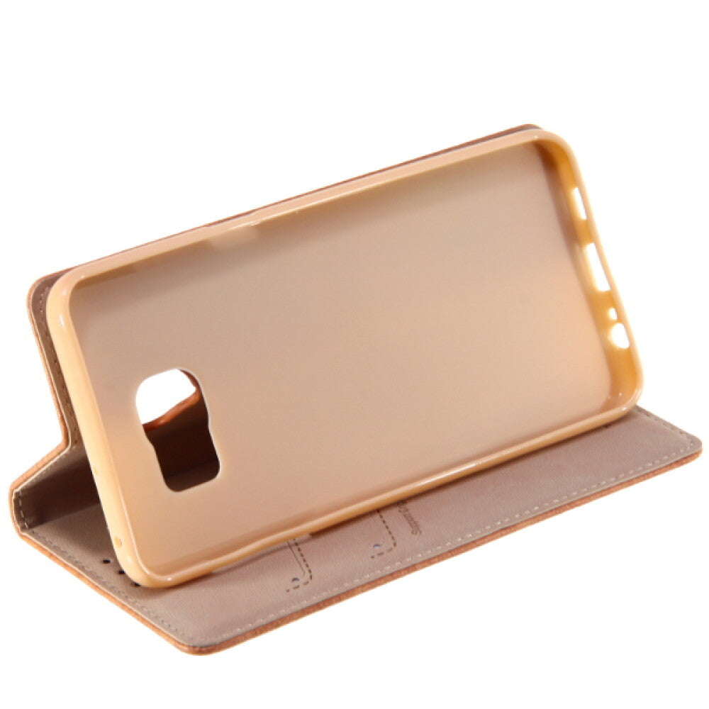 Book Case Handyhülle für Samsung Galaxy S6 Edge Plus Gold