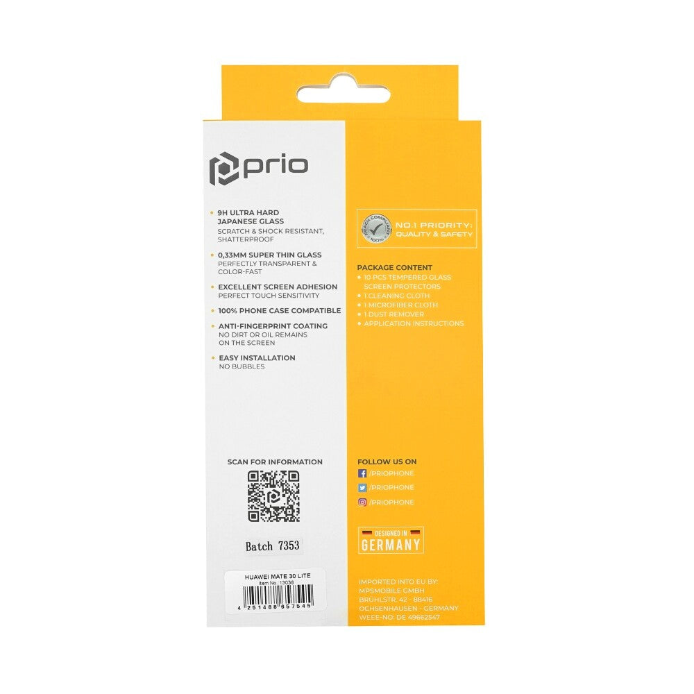 prio 10x 3D Displayschutzglas für Huawei Mate 30 Lite schwarz