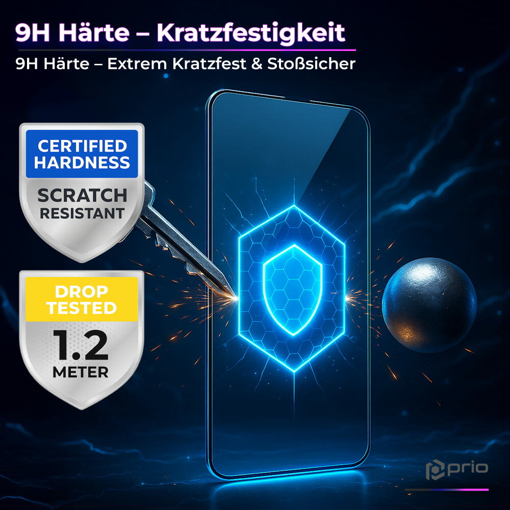 prio 10x 3D Panzerglas Schutzfolie für iPhone 16e schwarz