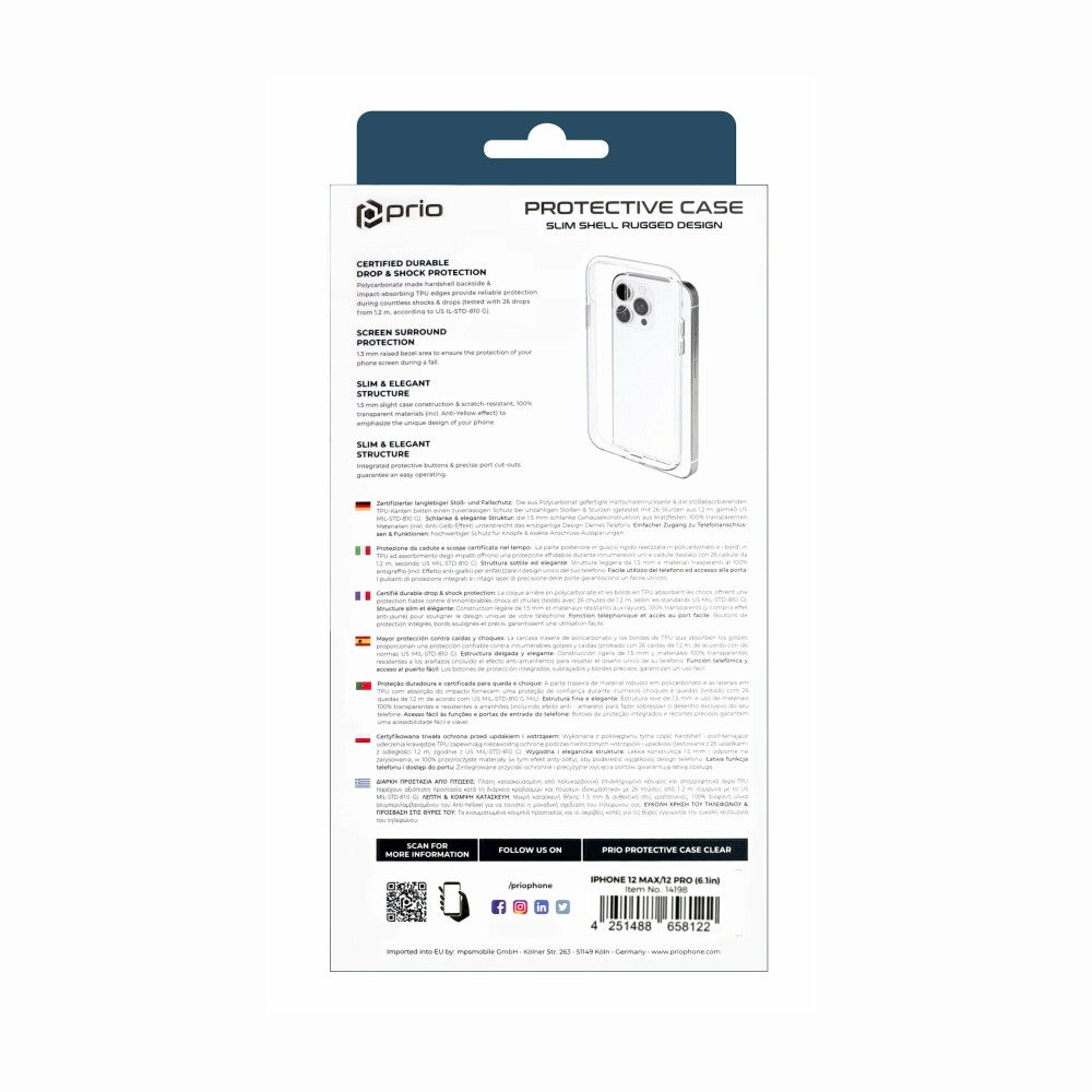 prio Schutzhülle / Case für iPhone 12 / 12 Pro klar