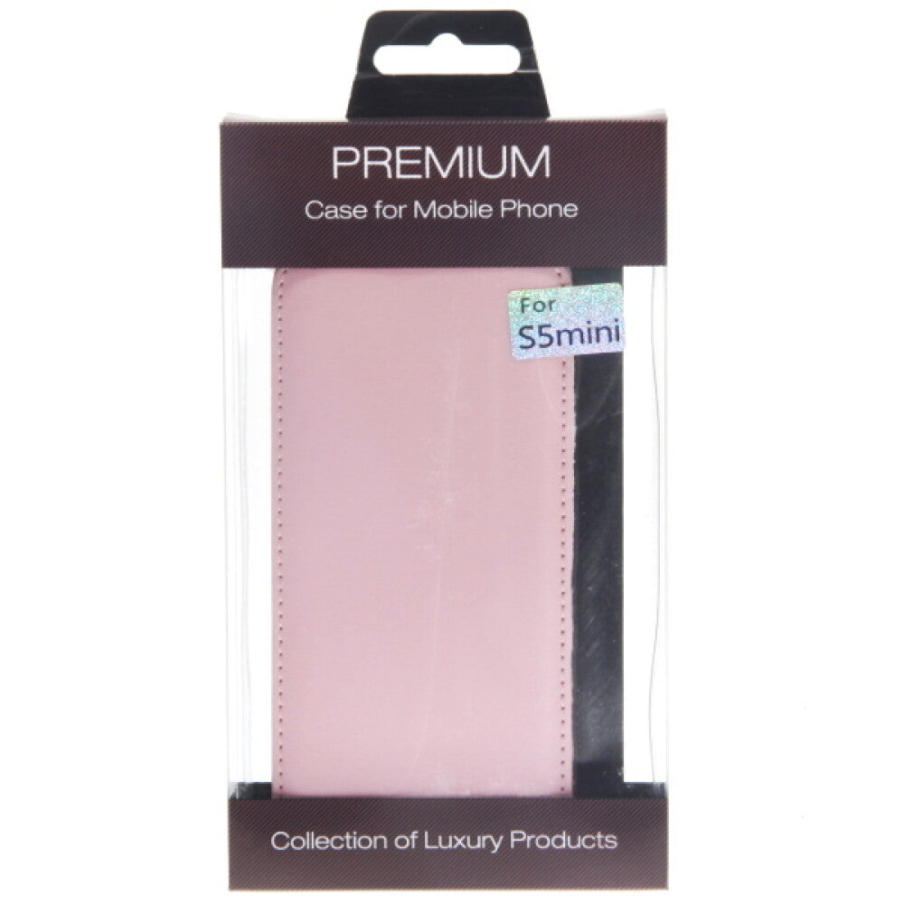 Slim Leder Flip Handyhülle für Galaxy S5 Mini Rosa Schutz Tasche