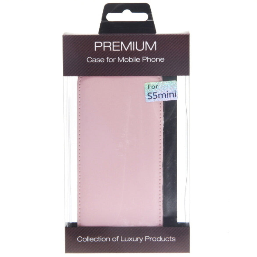 Slim Leder Flip Handyhülle für Galaxy S5 Mini Rosa Schutz Tasche