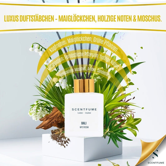 SCENTFUME Raumduft mit Duftstäbchen, Fernöstliche Pflanzen, Maiglöckchen, 110 ml