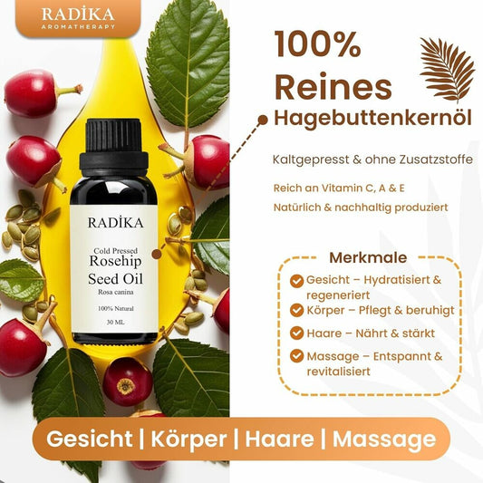 Hagebuttenöl, Kaltgepresst, 100% Rein, BIO, natürlich, 30 ml