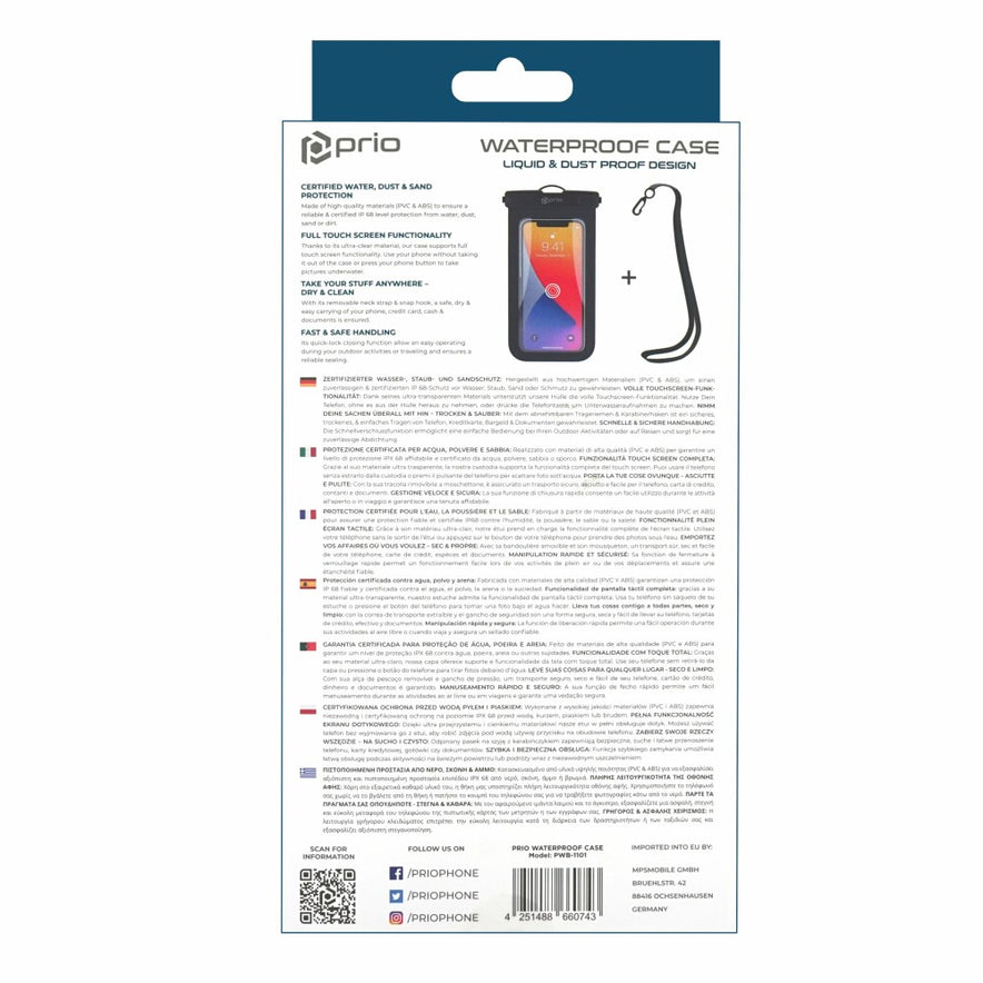 prio Wasserdichte Smartphone-Hülle, Handytasche schwarz