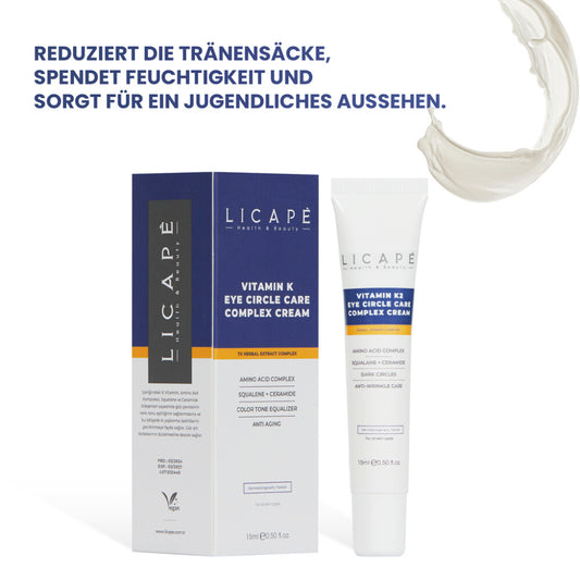 Licape | Augencreme 15 ml | Feuchtigkeitspflege für strahlende Haut, Vitamin K2