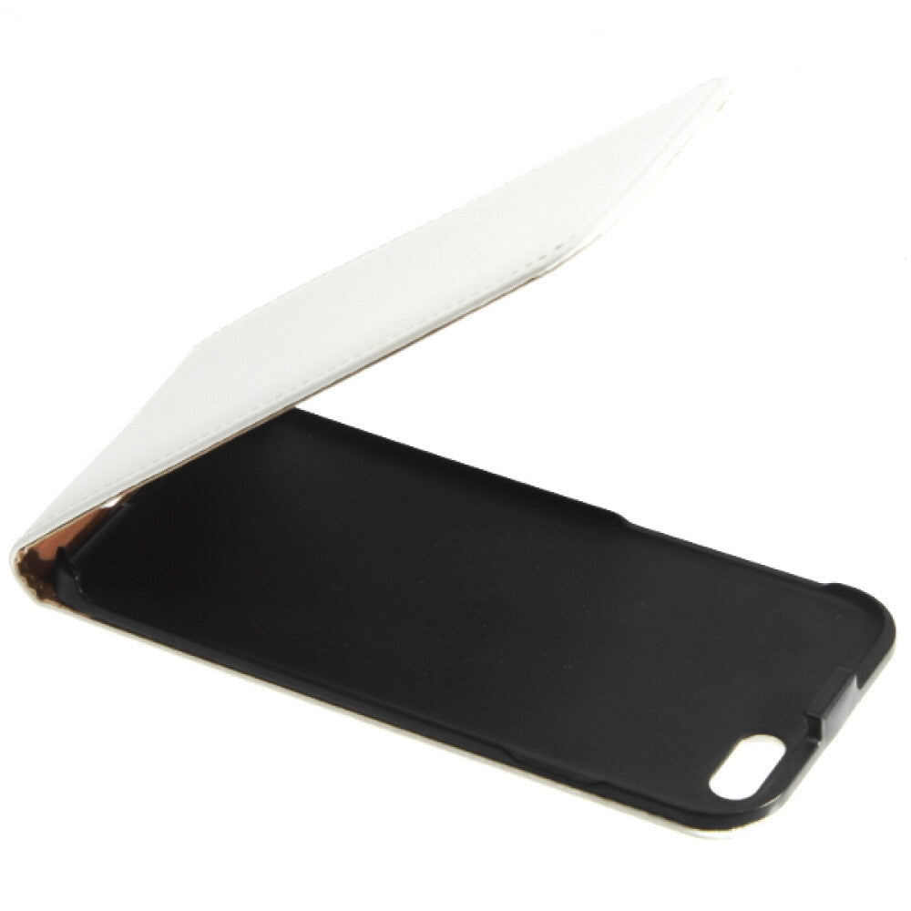 Slim Leder Flip Handyhülle für iPhone 6, 6s - Weiß Schutz Case 4250710555376