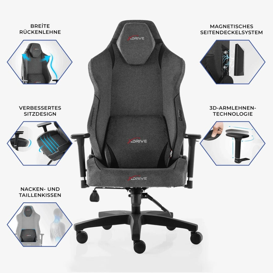 xDrive Gaming Stuhl für Profis, Ergonomischer Bürostuhl, 150 KG Tragfähigkeit