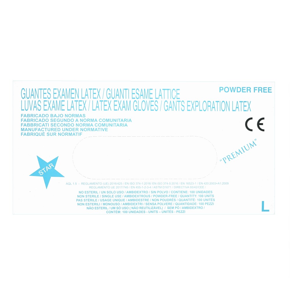 Guantes Examen Latex Gloves, powder-free, 100 pieces, size L, white