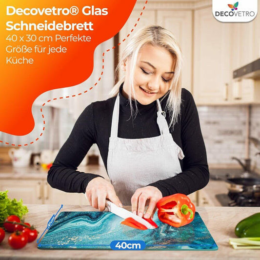 Decovetro Schneidebrett Glas |40x30cm | Glasschneidebrett | Leicht zu reinigen