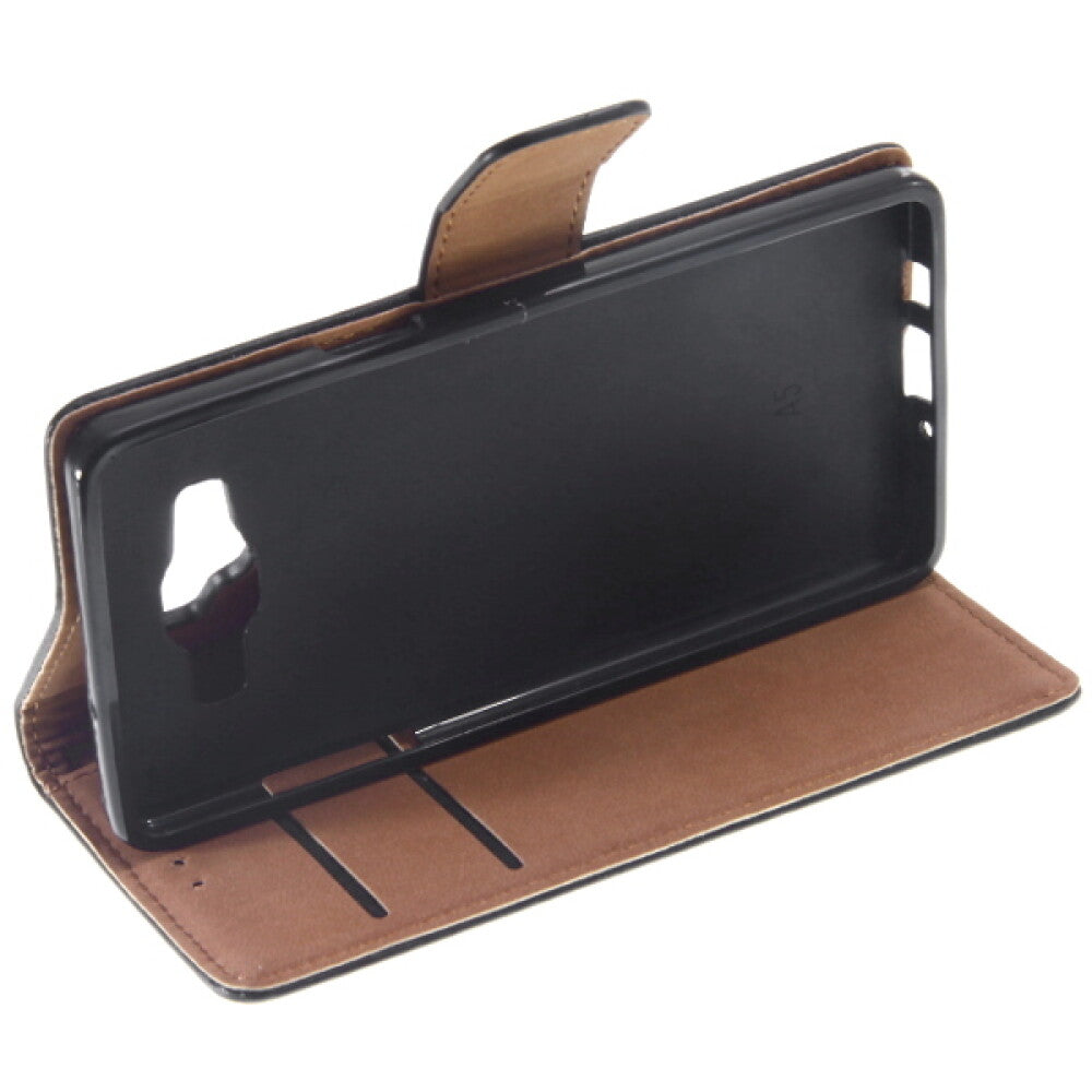 Leder Handyhülle für Samsung Galaxy A5 A500 Schwarz Schutz Case
