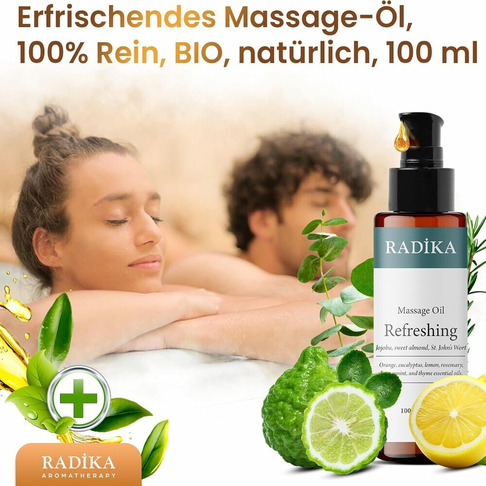 Massageöl, Erfrischendes Massage-Öl, 100% Rein, BIO, natürlich, 100 ml