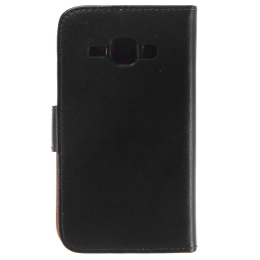Leder Handyhülle für Samsung Galaxy J1 Schwarz Schutz Case