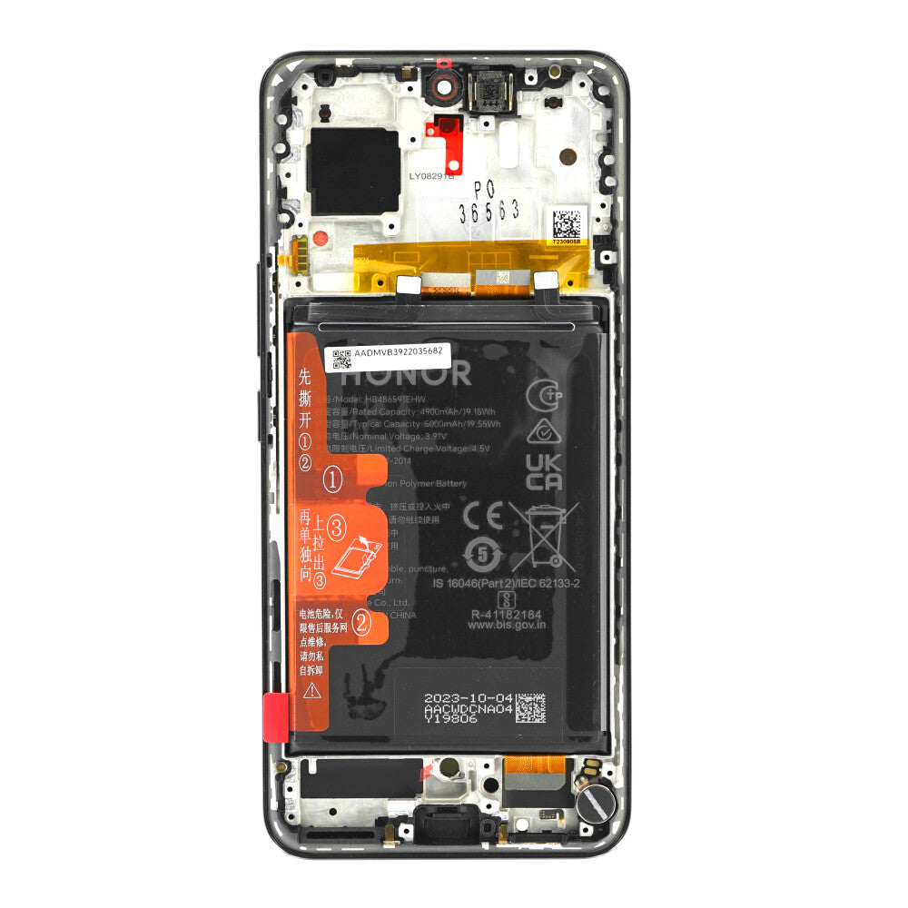 Original Display für Honor 90 LCD + Rahmen + Akku Midnight Black 0235AGDN